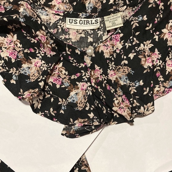 Vintage Floral Peasant Blouse | US GIRLS | Shoulder Pads | Flounces | 100% Rayon - Picture 10 of 10